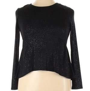 Love Fire Black Sparkle Long Sleeve Top